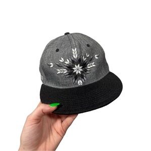Grassroots Grey Geometric Flat Brim Hat